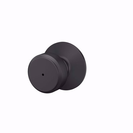 SCHLAGE Bowery Matte Black Bed and Bath Knob Right or Left Handed F40VBWE622